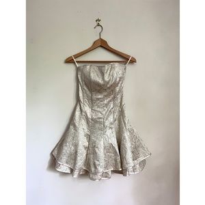 Jessica McClintock Strapless Gold Dress